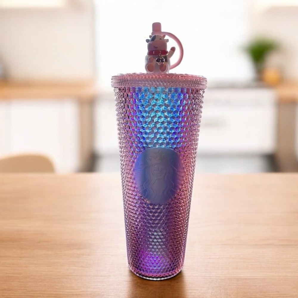 Starbucks Rose Gold Iridescent Ox Lunar Studded Tumbler Cup + FREE STAW Toppers!